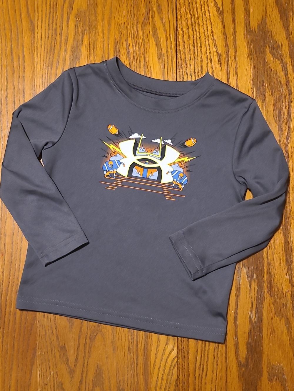 Under Armour Boys' Charcoal Gray Football Long Sleeve Graphic Tee - 2T